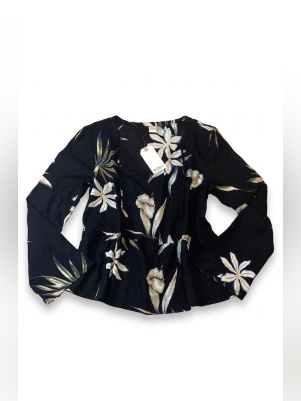 Roxy NWT Floral Flare Sleeve Blouse